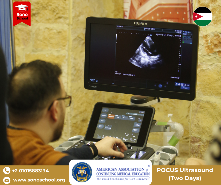 Clinicians receiving hands-on POCUS training with instructor supervision
