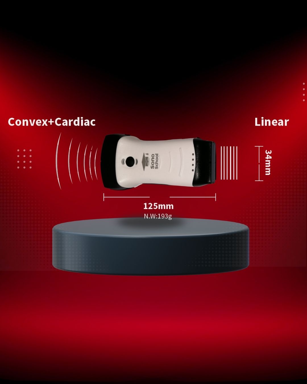 Portable handheld ultrasound probe available through SonoSchool